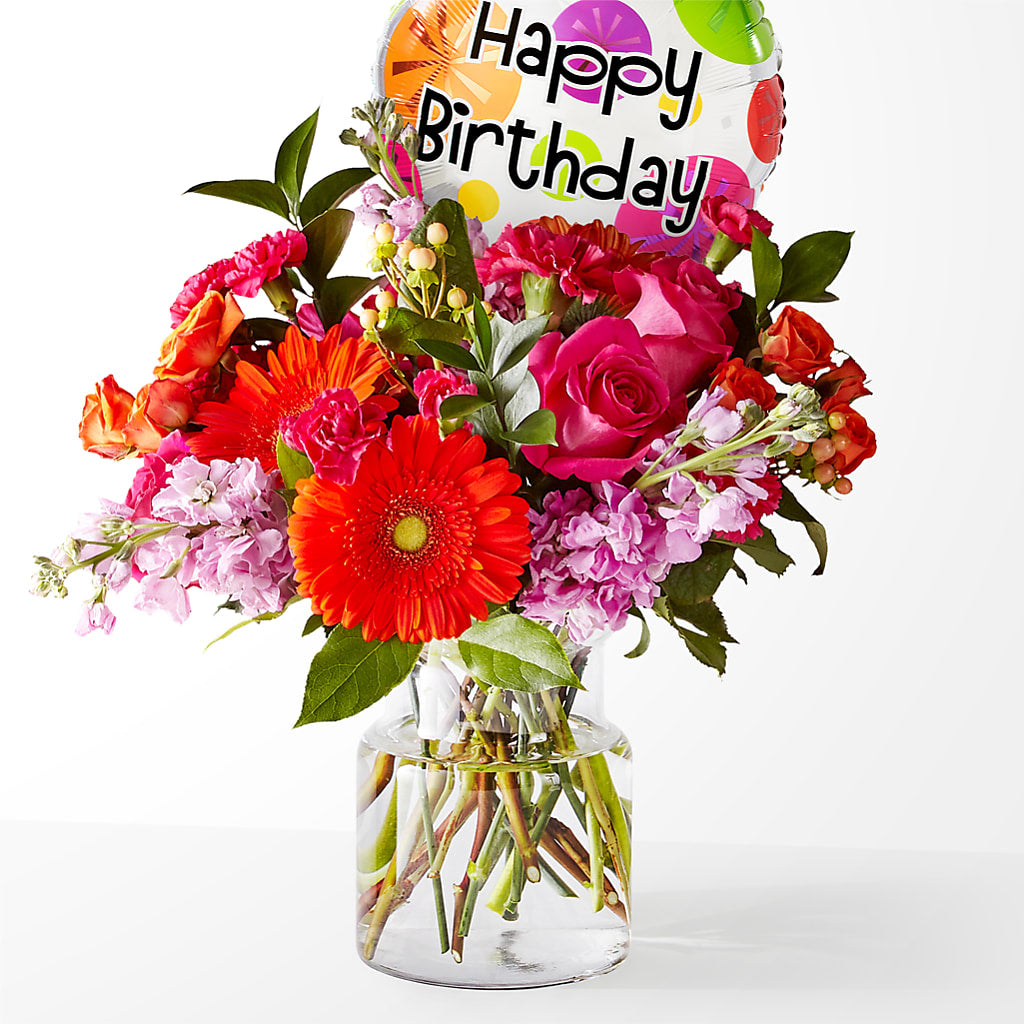 Fiesta Bouquet with Birthday Balloon – Albertsons Floral #3195, Meridian ID