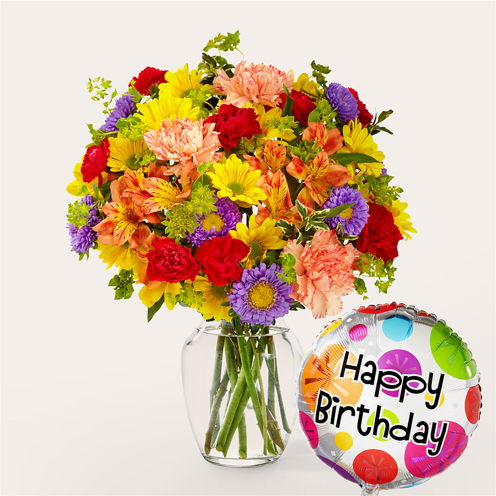 Kaleidoscope Bouquet with Birthday Balloon – Albertsons Floral #3195, Meridian ID