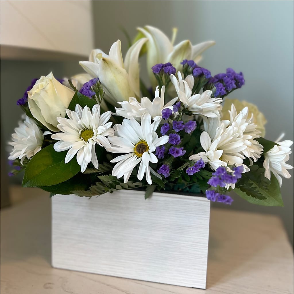 Beyond Blue Box Bouquet – Albertsons Floral #3195, Meridian ID