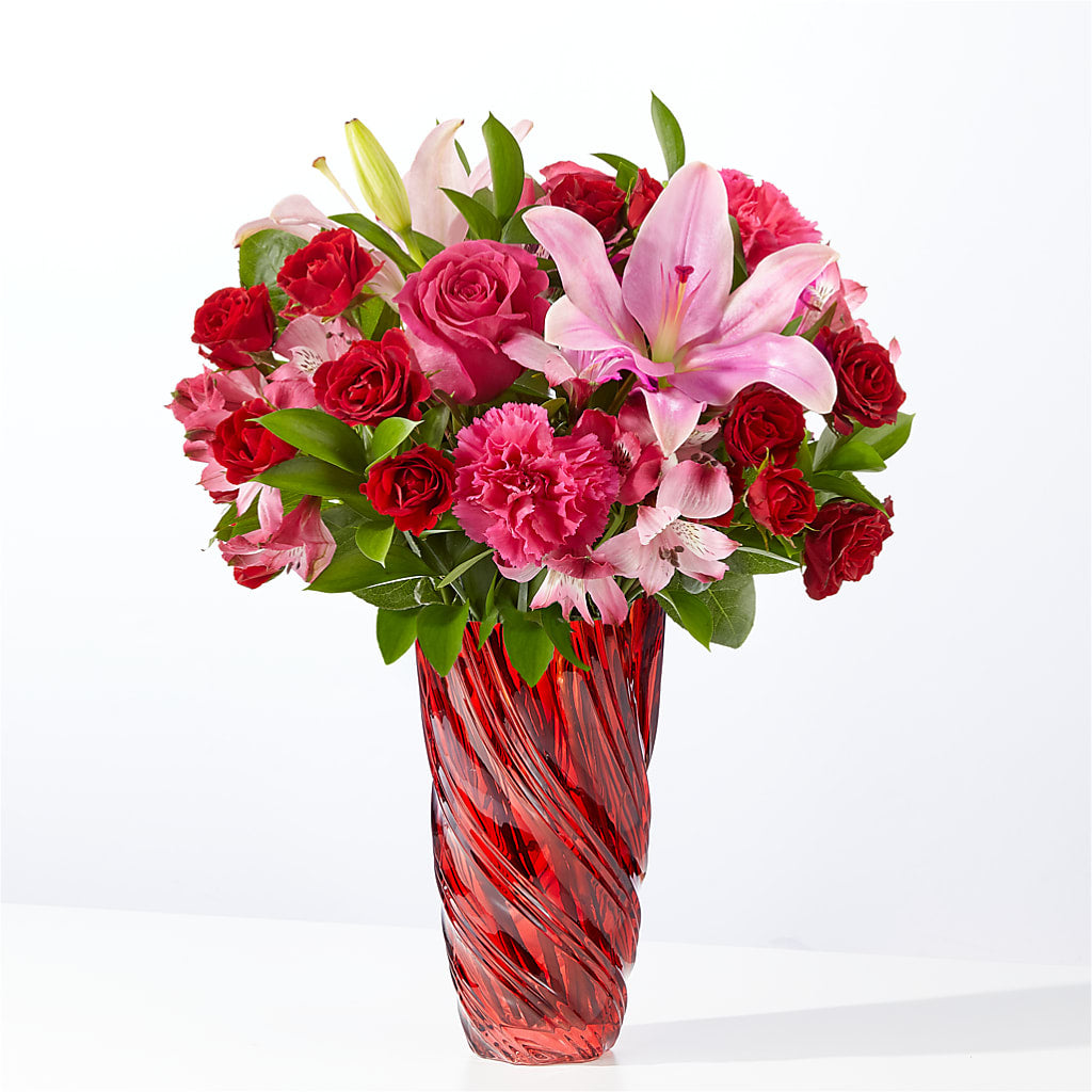 In Love Bouquet with Luxe Swirl Vase – Albertsons Floral #3195, Meridian ID
