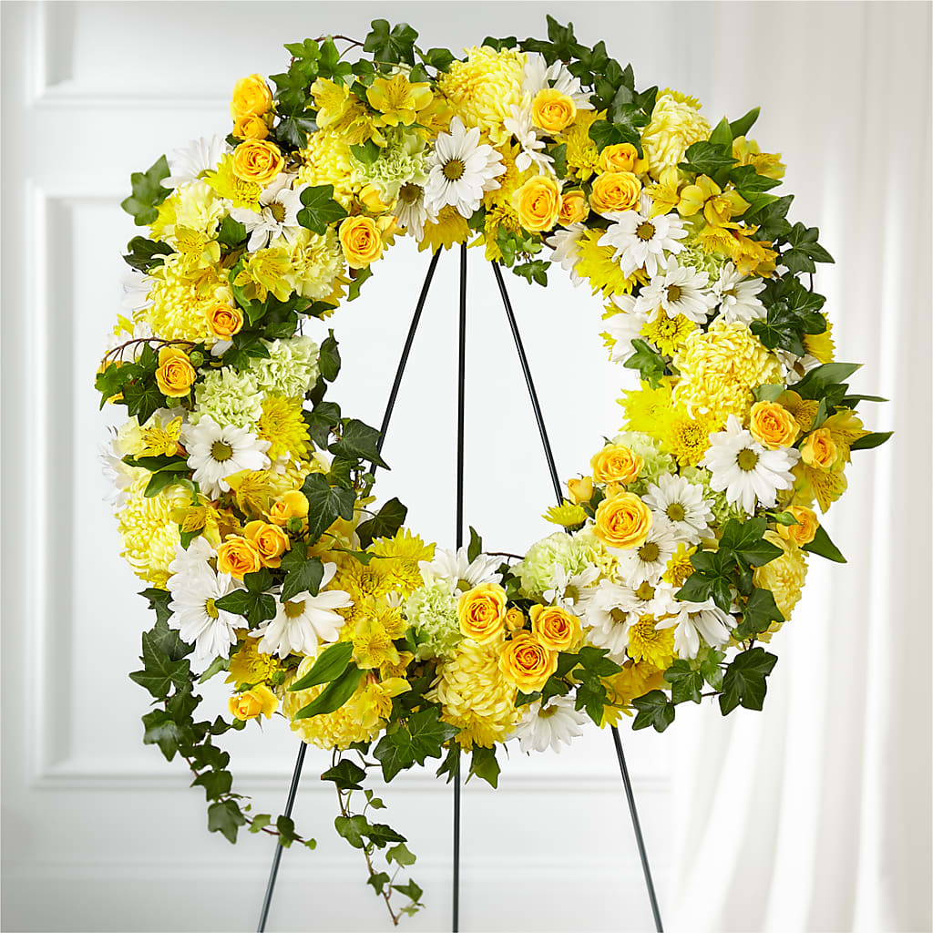 Golden Remembrance Wreath – Albertsons Floral #3195, Meridian ID