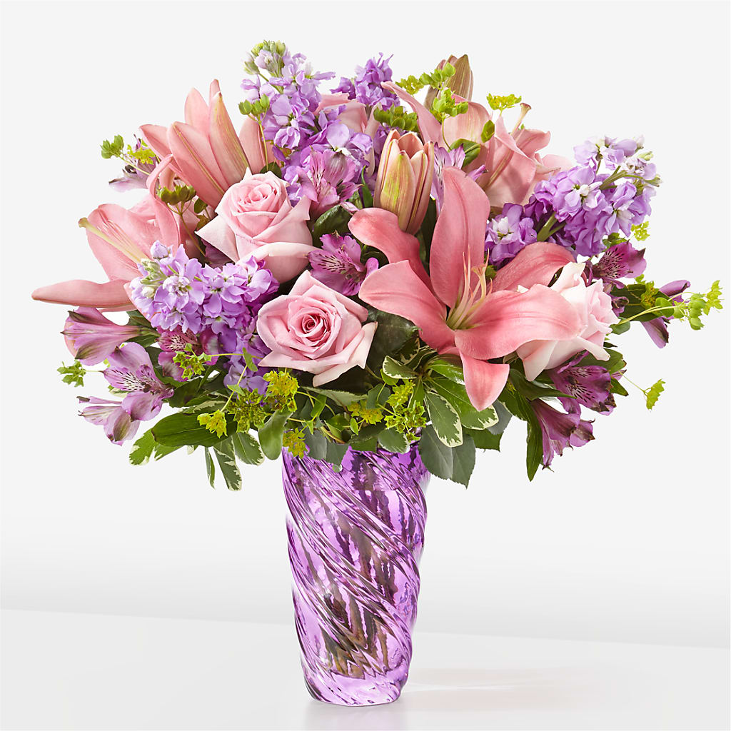 Precious Petals Bouquet with Luxe Swirl Vase – Albertsons Floral #3195, Meridian ID