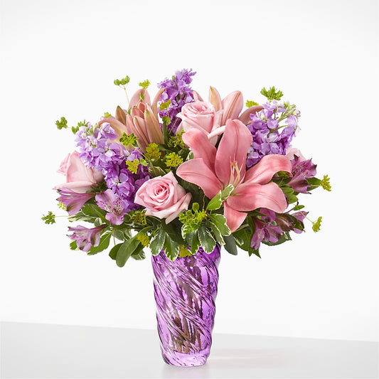 Precious Petals Bouquet with Luxe Swirl Vase –  Albertsons Floral #3195, Meridian ID