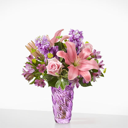 Precious Petals Bouquet with Luxe Swirl Vase –  Albertsons Floral #3195, Meridian ID
