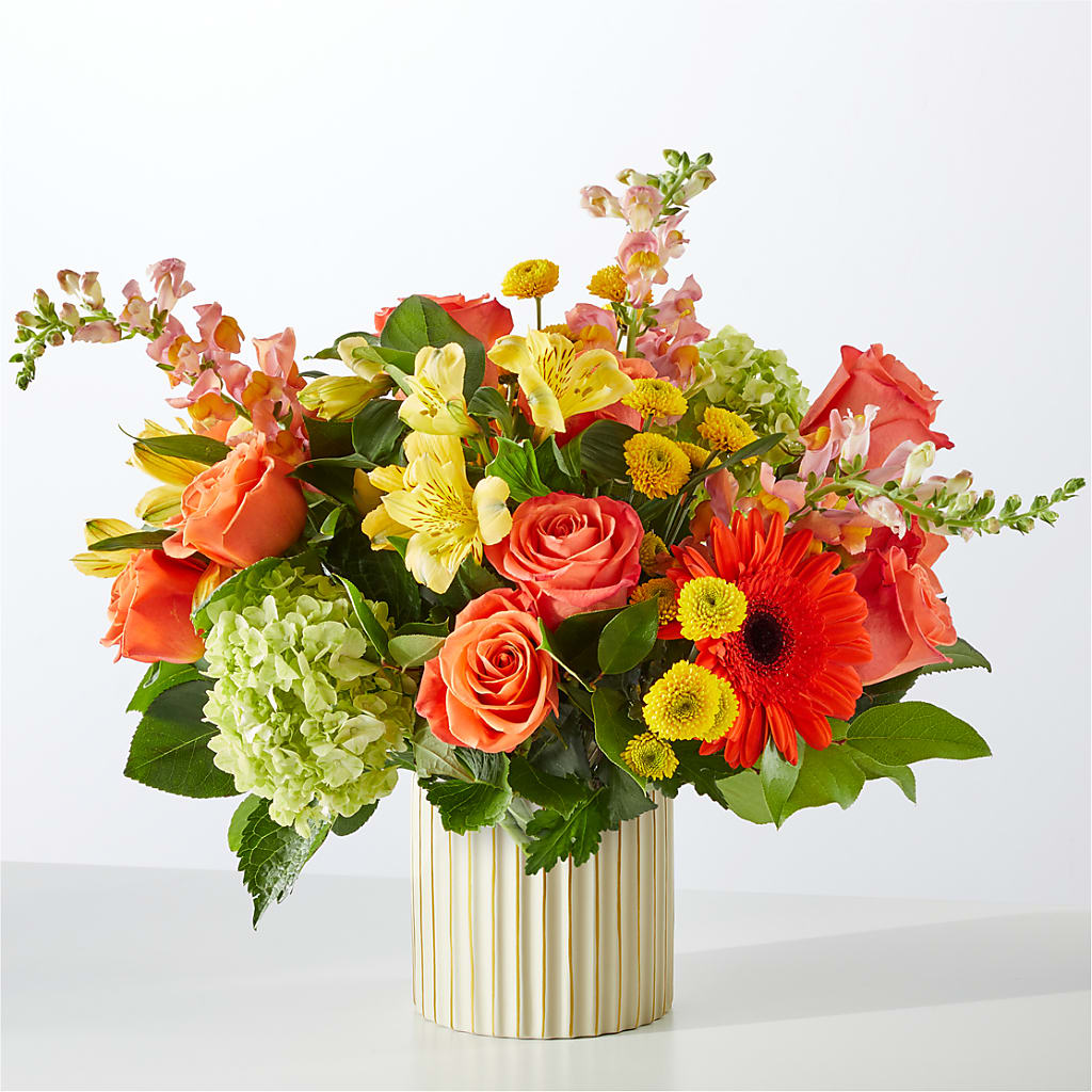 Autumn Sunshine Bouquet with Ivory Vase –  Albertsons Floral #3195, Meridian ID