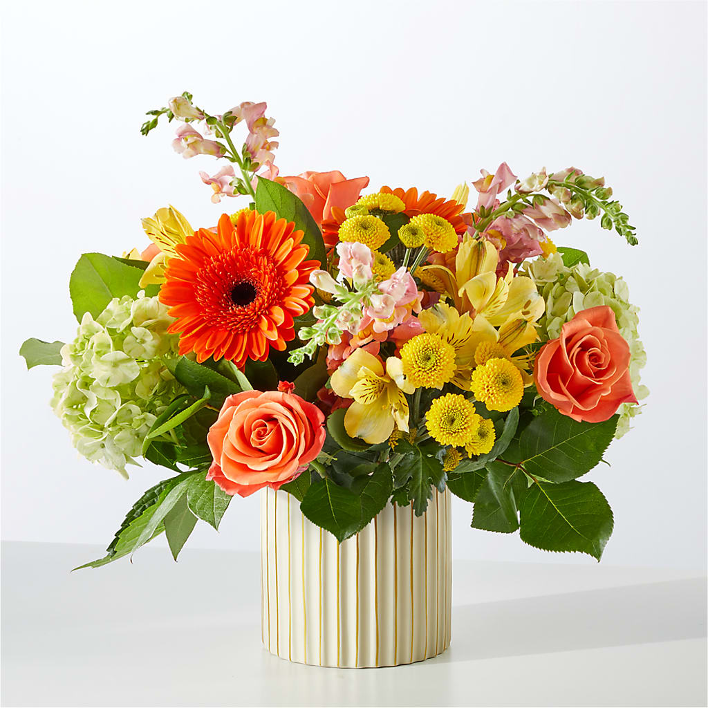 Autumn Sunshine Bouquet with Ivory Vase –  Albertsons Floral #3195, Meridian ID