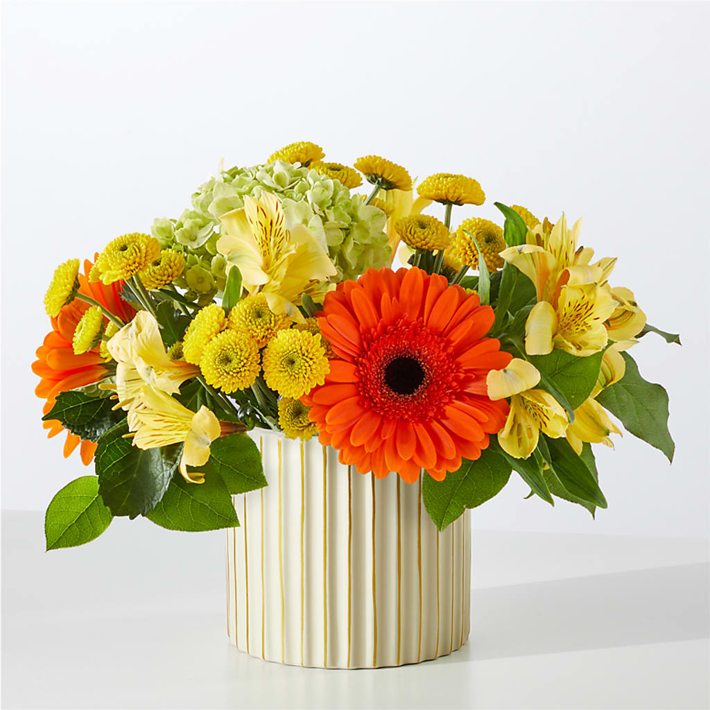 Autumn Sunshine Bouquet with Ivory Vase –  Albertsons Floral #3195, Meridian ID