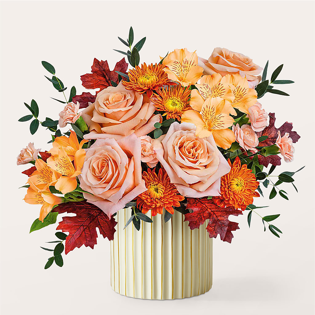 Spiced Latte Bouquet with Ivory Vase –  Albertsons Floral #3195, Meridian ID