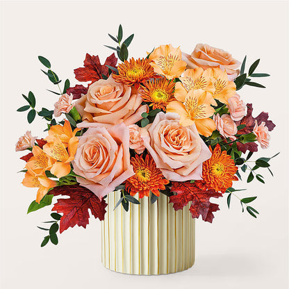 Spiced Latte Bouquet with Ivory Vase –  Albertsons Floral #3195, Meridian ID