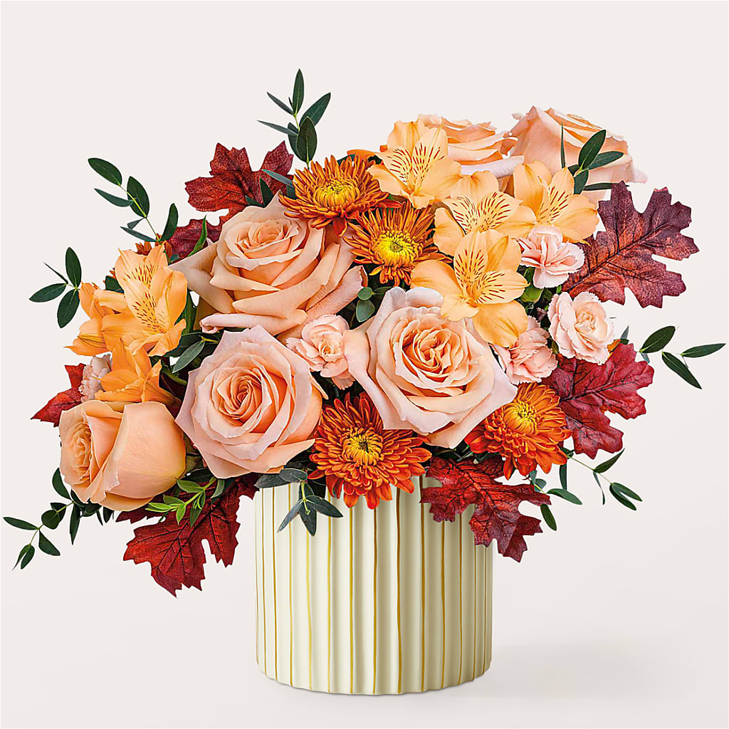 Spiced Latte Bouquet with Ivory Vase –  Albertsons Floral #3195, Meridian ID