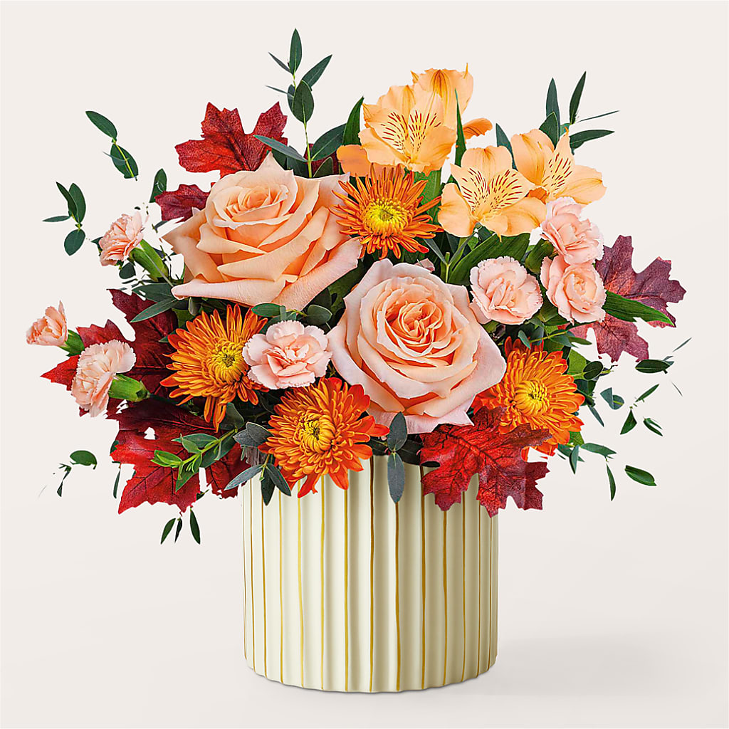 Spiced Latte Bouquet with Ivory Vase –  Albertsons Floral #3195, Meridian ID